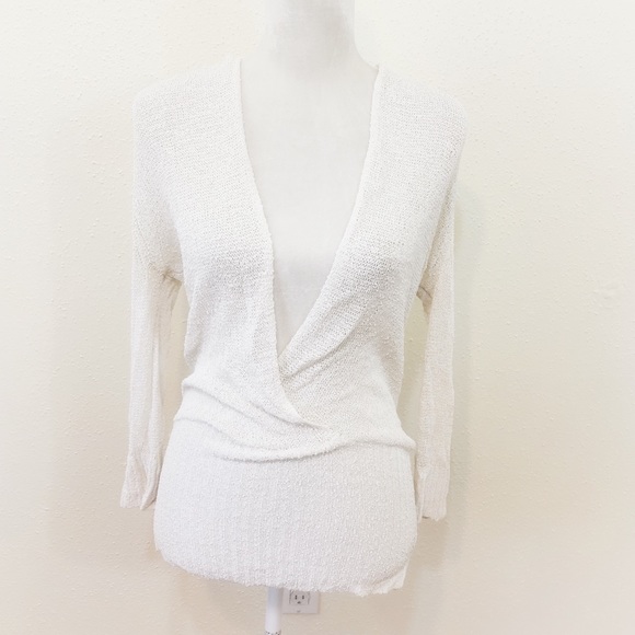 White House Black Market Tops - ❤️WHBM Sheer White Cross Front Long Sleeve